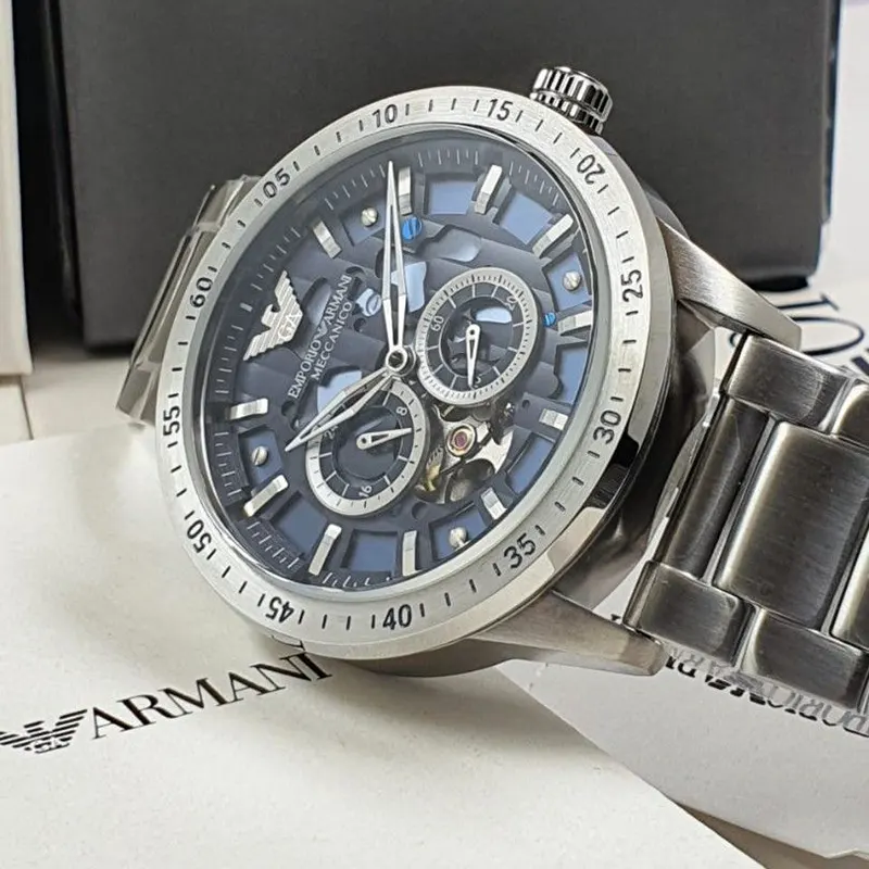 Emporio Armani Mario Automatic Blue Dial Men's Watch- AR60052